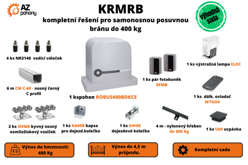 KRMRB - kompletní řešení pro samonosnou posuvnou bránu do 400 kg